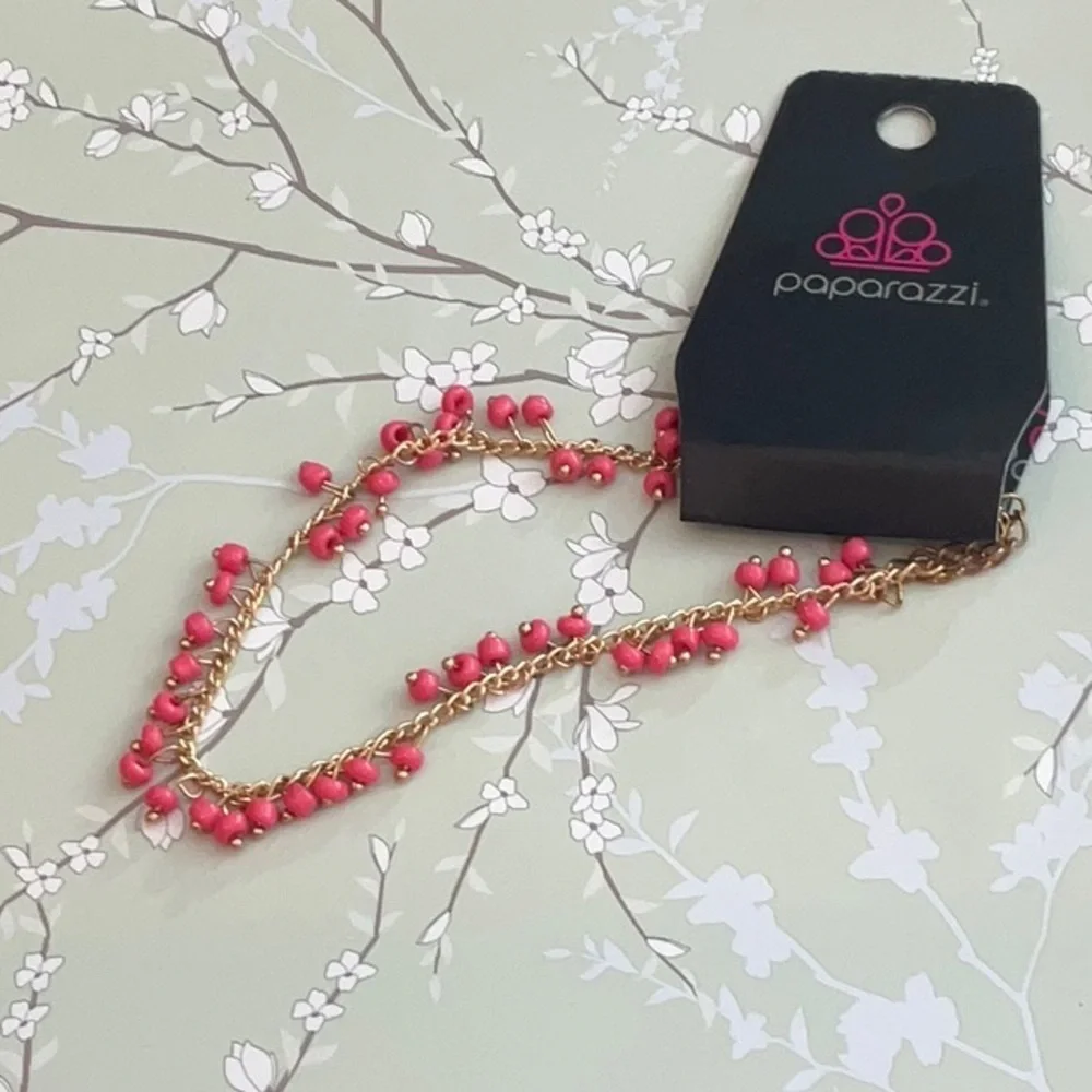 ❄️ Paparazzi | Pink and Gold Anklet Falling Blossoms Beach Bohemian